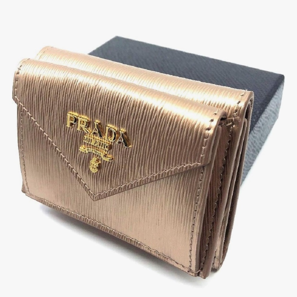 Prada Portafoglio Pattina Cipria Mordore Vitello Move Leather Wallet